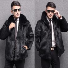 Autumn faux mink leather jacket mens winter thicken warm fur leather coat men slim jackets fashion black zipper S - 6XL 2024 - buy cheap