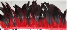 Wholesale - Free Shipping 10yards/lot Red Coque Rooster Feather Trimming Fringe ,  Rooster Hackle Feather Trim Fringe 2024 - buy cheap