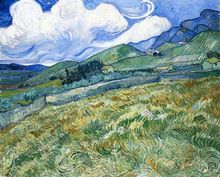 Landscape oil painting Van Gogh artwork reproduction Wheatfield with Mountains in the Background wall art No Frame 2024 - buy cheap