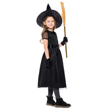 VASHEJIANG lindo bruja traje para niños niñas bastante negro volar disfraz de bruja de Halloween fiesta de Carnaval divertido Cosplay uniforme 2024 - compra barato