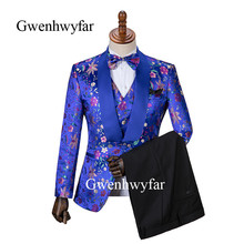 Gwenhwyfar-Disfraz de Estrella del Mar y flor para hombre, trajes de hombre azul real para fiesta de graduación, esmoquin de boda ajustado, 3 piezas, padrino de boda 2024 - compra barato