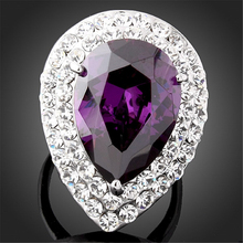Super Big Purple Crystal Anéis Feminino Top Quality Austríaco CZ Zircon Clássico Cor Da Moda Anéis de Noivado Para As Mulheres de Casamento 2024 - compre barato