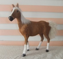 new simulation horse toy fur& lifelike brown horse model horse doll gift about 28x25cm 2024 - buy cheap