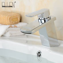 Free shipping widespread spout bathroom faucet chrome finish waterfall sink tap mixer single lever with cold and hot water ELA92 2024 - buy cheap