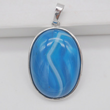 Blue Veins Carnelian Stone Bead Oval GEM Pendant Jewelry S927 2024 - buy cheap