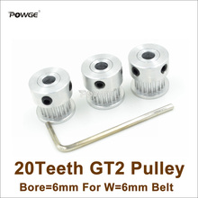 Приводной шкив ГРМ POWGE, 10 шт., 20 зубьев, 2 Гт, отверстие 6 мм, подходит для ширины 6 мм, 2 ГТ, запчасти для 3D-принтера, 20 т, 20 зубьев, шкив GT2 2024 - купить недорого