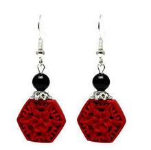 Perfect Red Carved Cinnabar Earrings, Fashion Women's Carved Lacquerware Jewelry,Red Flower S925 Silvers Dangle Earring .C-23 2024 - buy cheap