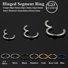 BOG-10PC 100% TITANIUM Seamless Hinged Segment Sleeper Clicker Ring Easy Open/Close Ear Hoop Lip Nose Septum Piercing Nose Ring 2024 - buy cheap