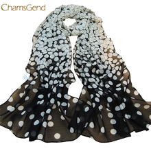 Зимние шарфы женские длинные мягкие шарфы в горошек Дамская шаль Шелковый шифоновый шарф плюс размер женский солнцезащитный пляжный полотенце хиджаб A1 2024 - купить недорого