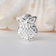 solid 925 sterling silver owl charm beads, spacer loose bead with 1.3mm hole jewelry diy components accessories 2024 - buy cheap