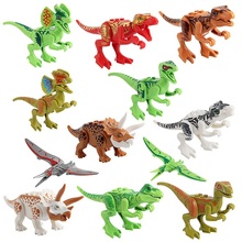 12PCS Jurassic Dinosaur Blocks Kids Toys Dinosaurr World Figure Building Block Brick Tyrannosaurs Rex Celociraptor Pterosaur 2024 - buy cheap