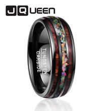 2018 Personality Tungsten men's Ring Engagement Wedding Jewelry Comfort Fit ring vintage Dome Black Acacia Wood Opal rings 2024 - buy cheap