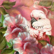 2016 bordado quadrado bordado diy pintura diamante broca strass rosa papagaio e flor pasta cheia padrão decoração pintura 2024 - compre barato