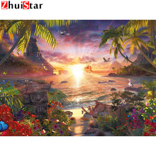 Pintura de paisagem com miçangas, faça você mesmo, ponto cruz, mosaico, pintura de diamante, padrão de alvorada, decoração de casa, xy1 2024 - compre barato