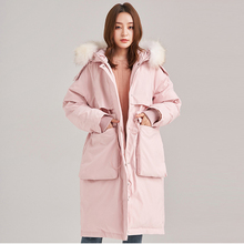 Jaqueta longa acolchoada de pato branco feminina, casaco longo para mulheres de inverno, roupa feminina grossa e quente de alta qualidade 2024 - compre barato