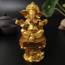 Статуя Будды золотого лорда Ганеши, украшение сада, индийский слон, Бог, скульптура, фигурка, домашний декор, статуи Будды, ремесло из смолы 2024 - купить недорого