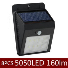 Luminária de parede com 8 leds, sensor de movimento humano, luz solar, pir, caminho, iluminação externa, varanda, parede, segurança, ponto de luz, led, iluminação de jardim