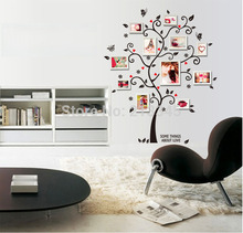 [Fundecor] Fashion happy with the photo frame tree wall stickers living room bedroom home decor decals black removable 2024 - buy cheap