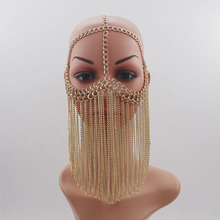 Роскошная модная женская многослойная металлическая цепочка на голову в стиле панк, Ювелирное Украшение на лоб, массивное Золотистое украшение для волос 2024 - купить недорого