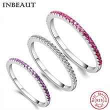 Inbeaut moda 100% real 925 prata esterlina rosa & branco zircônia cúbica bonito adorável pedras cocktail anel para presente de casamento feminino 2024 - compre barato