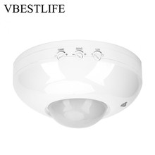 Interruptor de movimento para teto, 110v-240v, alta sensibilidade, ajustável, 360 graus, sensor de movimento, lâmpada, quente