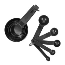 NICEYARD-tazas medidoras y cuchara medidora, herramienta de medición de cocina con mango de plástico, Color negro, 10 unidades 2024 - compra barato