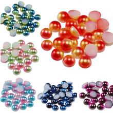 3 4 5 6 8 mm Cabochon Half Round Bead Rainbow Color Imitation ABS Pearl Beads DIY Jewelry Making Flat Back Scrapbook Decoration 2024 - buy cheap