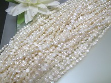 3 hebras vintage agua dulce biwa perla lado Blanco perforado plana ovalada perla suelta 3-4mm 2024 - compra barato