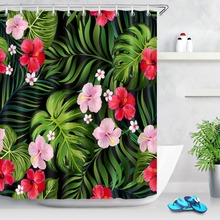 Padrão da selva flores monstera hibiscus folhas de palmeira cortinas chuveiro à prova dwaterproof água banheiro cortina tecido para crianças banheira decoração 2024 - compre barato