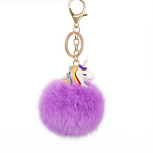 Cute  Unicorn Key Chains Handmade Balls Keyrings Bags Pendant Decoration Jewelry Ornament New Year Gift for Friend 2024 - buy cheap