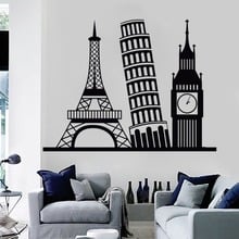 Europe Travel Attractions Stickers Eiffel Tower Wall Decas Home Decor Living Room Vinyl Wall Sticekr Bedroom Z870 2024 - buy cheap