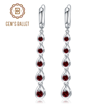 GEM'S BALLET 3.07Ct  Natural Red Garnet Gemstone Long Earrings Solid 925 Sterling Silver Drop Earrings Fine Jewelry For Women 2024 - buy cheap