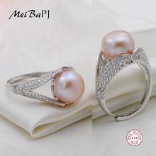 [MeiBaPJ] красивое модное кольцо с натуральным жемчугом, высококачественное кольцо из стерлингового серебра S925 пробы для женщин, изысканное ювелирное изделие 2024 - купить недорого