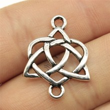 5 peças conector encantos triquetra knot símbolos 1x0.8 Polegada (25x19mm) cor prata antiga para acessórios de jóias 2024 - compre barato