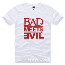 Мужская футболка Eminem Bad Meets Evil rap rock, новинка 2015, хлопковая Повседневная футболка с коротким рукавом, Camisetas Masculina 2024 - купить недорого