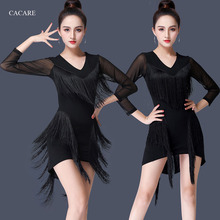 Vestido de baile latino con flecos para mujer, traje de aleta de Tango Gatsby, vestido de competición de baile latino, 2 opciones, D0434, borla 2024 - compra barato