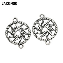 JAKONGO Antique Silver Plated Flower Connectors Charm Pendant Jewelry Making Bracelet Accessories DIY Findings 21x16mm 2024 - buy cheap