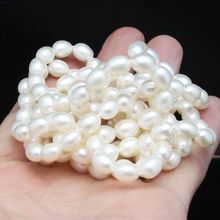 Collar de perlas cultivadas para mujer, nobleza de Color Natural de 8-9mm, longitud de perla cultivada ovalada blanca y rosa, joyería larga de 35" 2024 - compra barato
