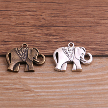 Pingente de animal de liga de metal de 2 cores, pingente de elefante para fazer joias artesanais faça você mesmo com 10 peças 21*25mm 2024 - compre barato