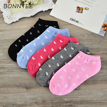 Socks Women Kawaii Candy Color Heart Breathable Korean Style Cute Casual Chic All-match School Womens Sock Warm Harajuku Fashion 2024 - buy cheap