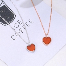 Heart Red Elegant Wild Korea Silver Color Clavicle Chain Temperament Trendy Female Necklace SNE193 2024 - buy cheap