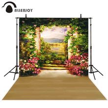 Allenjoy clássico jardim fotografia pano de fundo castelo pintura arco flor photocall photobooth photo studio shoot prop 2024 - compre barato