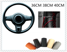 PU leather car steering wheel cover non-slip braided needle thread for Volkswagen VW GOLF 5 6 7 GTI TIGUAN PASSAT B5 B6 B7 B8 2024 - buy cheap