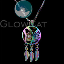 C823 Rainbow Feather Dream Catcher Letter Love Beads Cage Essential Oil Diffuser Aroma Oyster Pearl Cage Locket Necklace 2024 - buy cheap