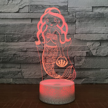 Lámpara de noche 3D de sirena, producto exótico de mesa creativa, lámpara de Regalo de Promoción de dibujos animados para niños, accesorios de iluminación 3D 2024 - compra barato