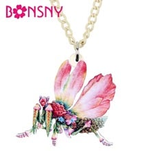 Bonsny Acrylic Flower Mantis Devil Horse Necklace Pendant Chain Collier Unique Insect Jewelry For Women Girls Gift Accessories 2024 - buy cheap