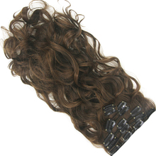 Agulha de cabelo encaracolada em fibra de sintética, aplique de cabelo, longo, marrom, preto, alta temperatura 2024 - compre barato