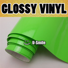 GLOSS Apple Green Vinyl Car Wrap Decal Sheet Glossy Green Self Adhesive Vinyl Bubble Free Size:1.52x30m/Roll 2024 - buy cheap