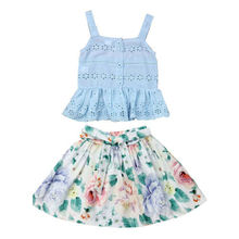 Toddler Kids Baby Girl Floral Summer Clothes Children Cotton Vest Tops Knot Tutu Dress Skirts 2Pcs Sunsuit Clothing Sets 0-5Y 2024 - compre barato
