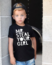 Mr Steal Your Girl Letter Print Boy Short Sleeve T Shirt Funny T-shirt Kid Girl Casual Sport Blouse Summer Clothing 12M-12T Tee 2024 - buy cheap
